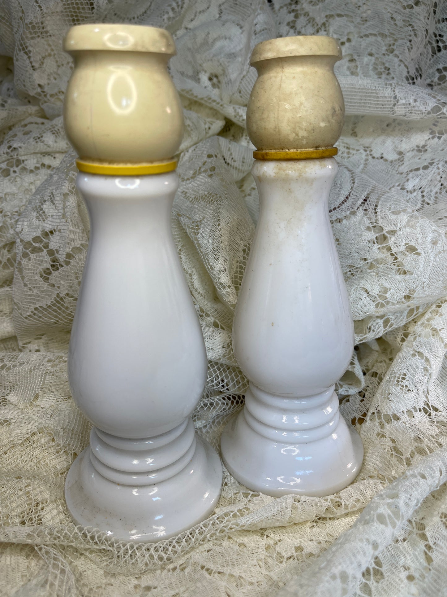 Vintage Avon Milk glass set of Buttercup Candlesticks