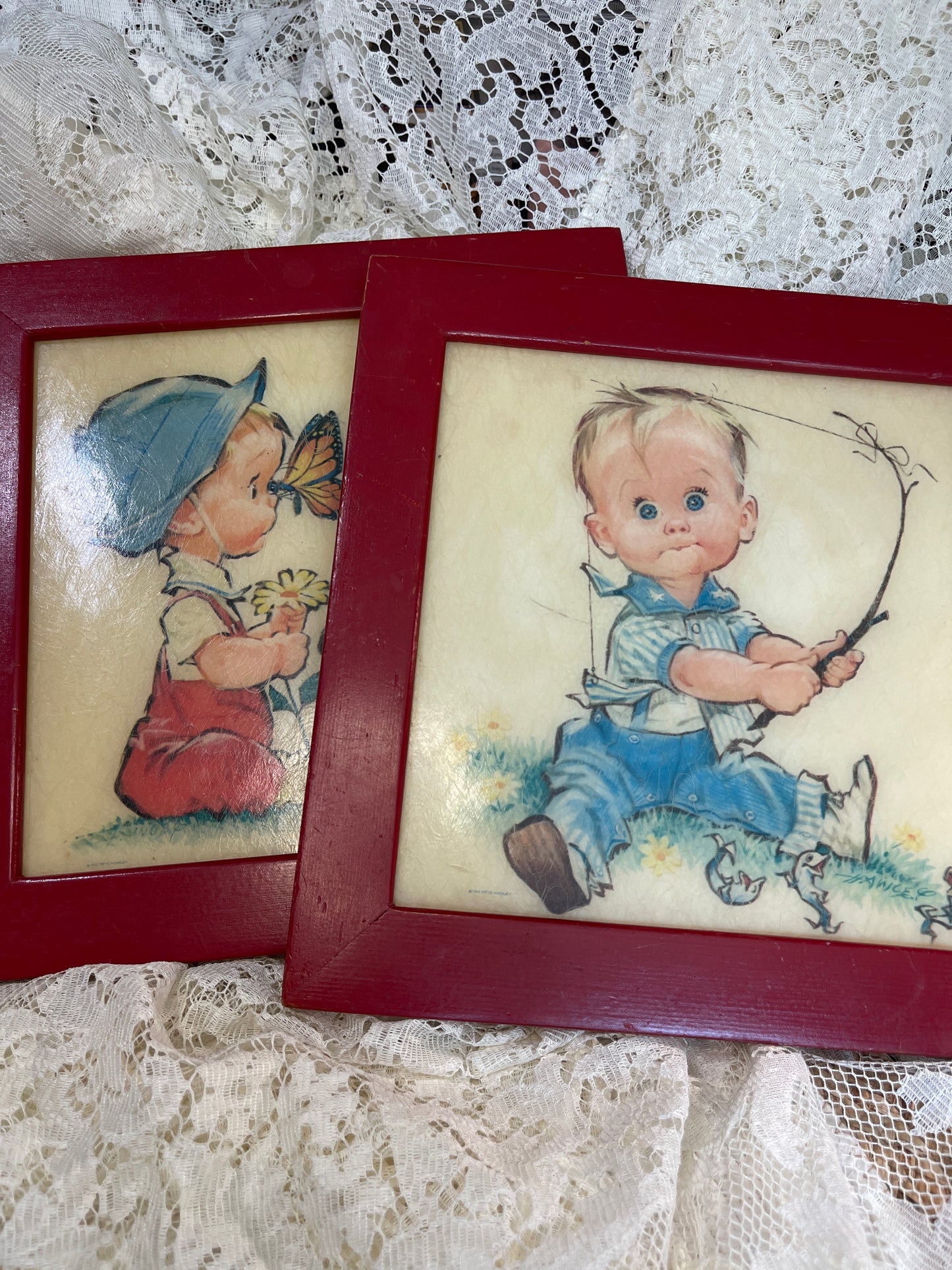 Set of 2 Framed Vintage Pete Hawley Prints