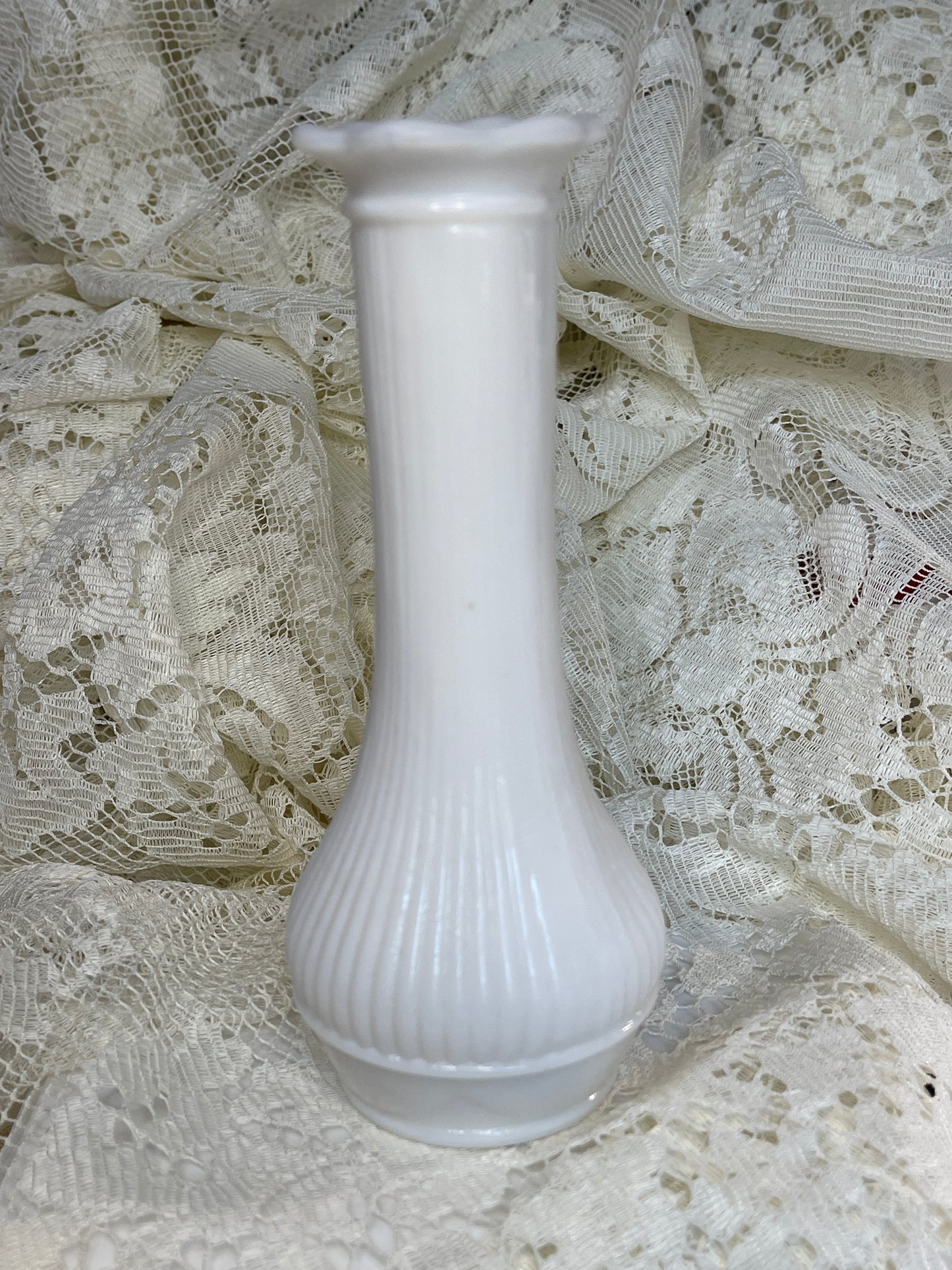 Milk Glass Vase with scalloped edges