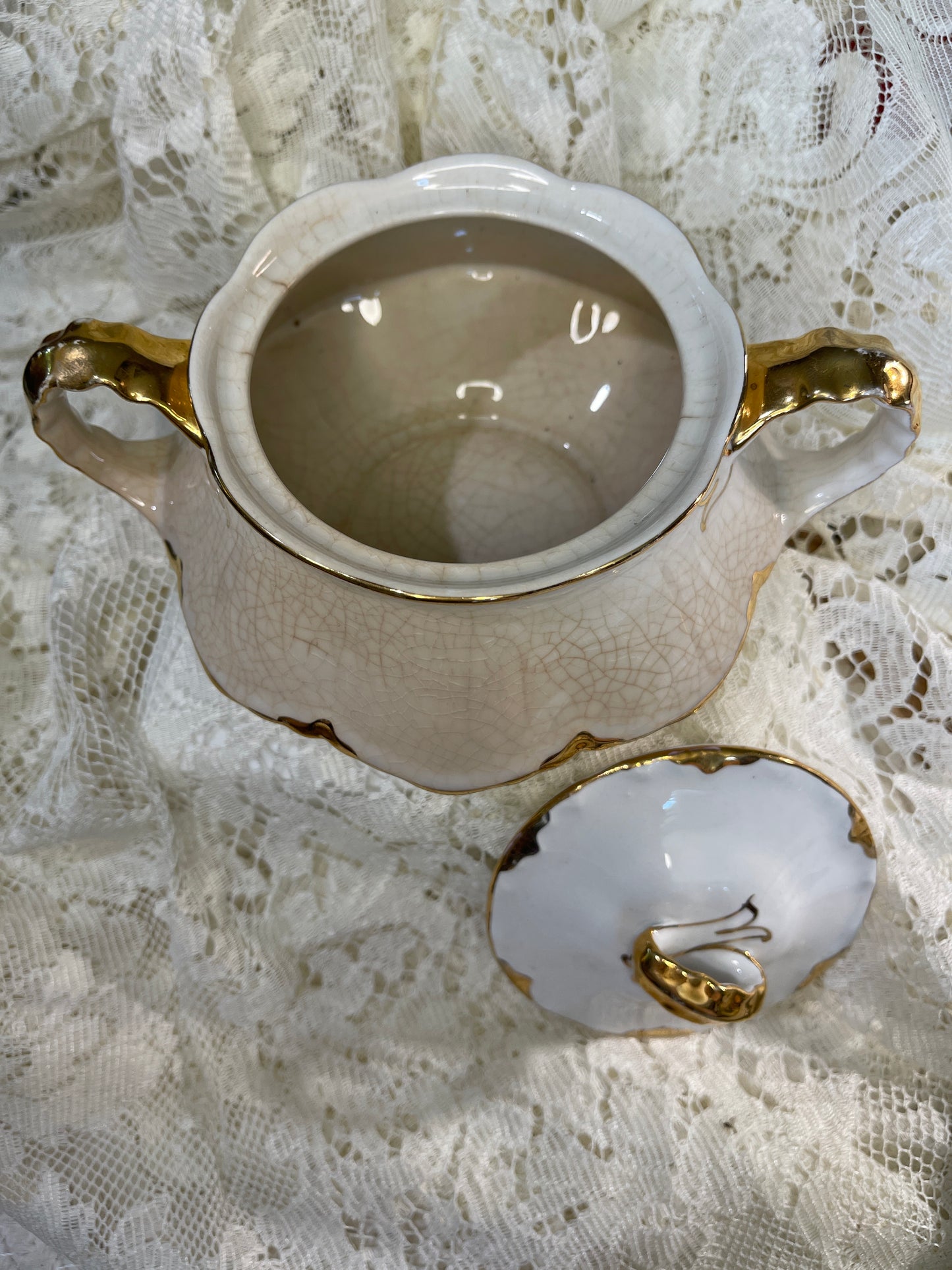 Homer Laughlin Covered Sugar Bowl