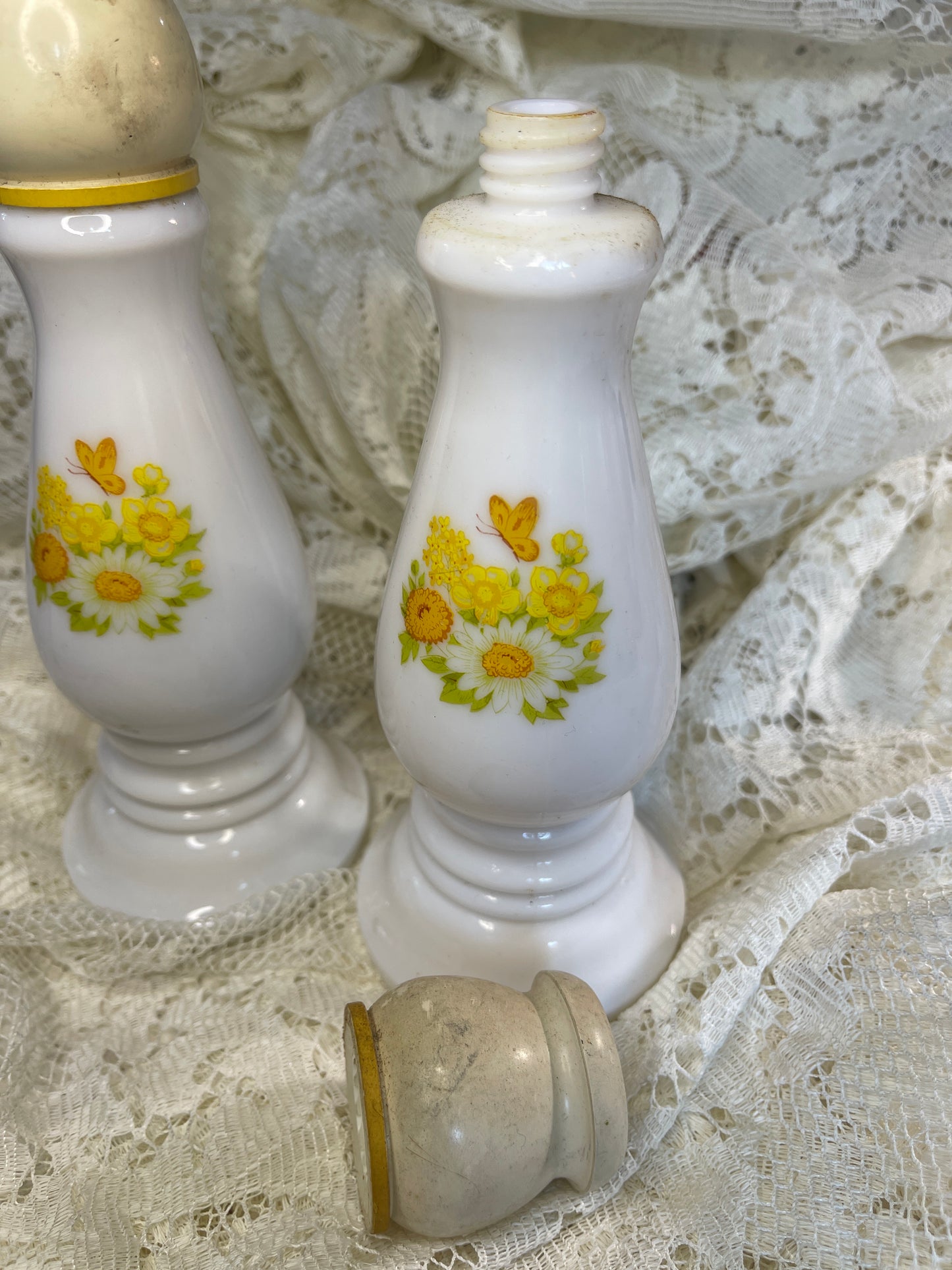 Vintage Avon Milk glass set of Buttercup Candlesticks