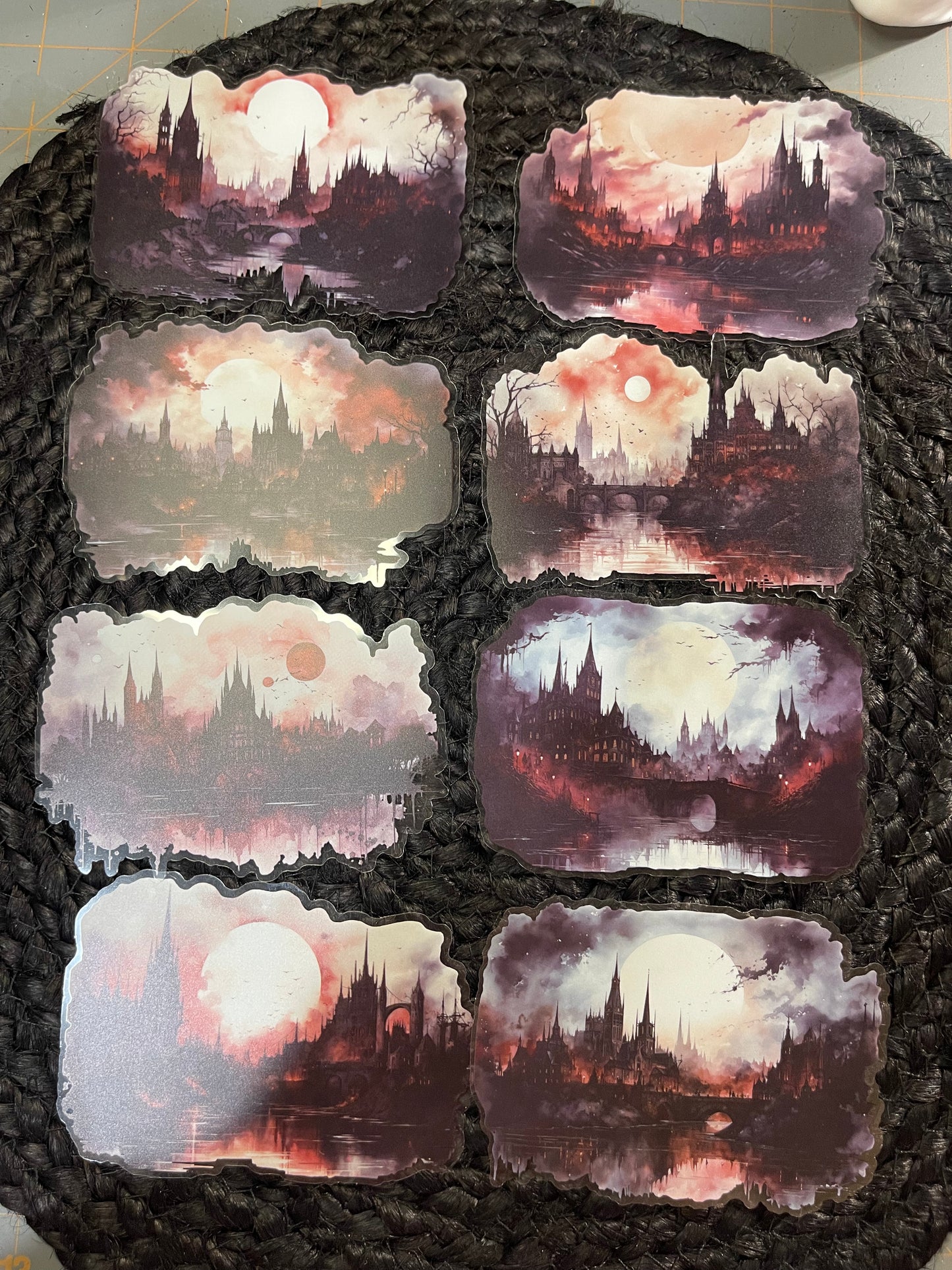 Gothic cityscape PET stickers