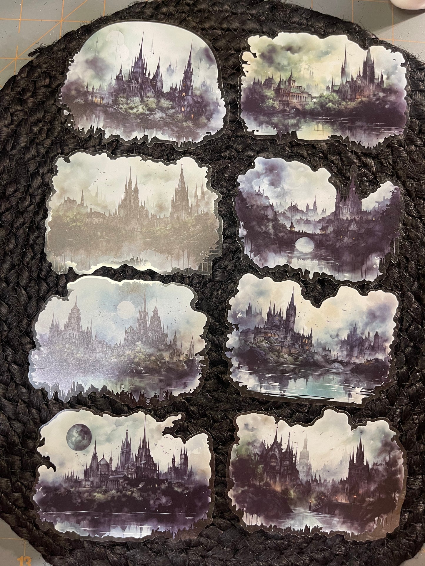 Gothic cityscape PET stickers