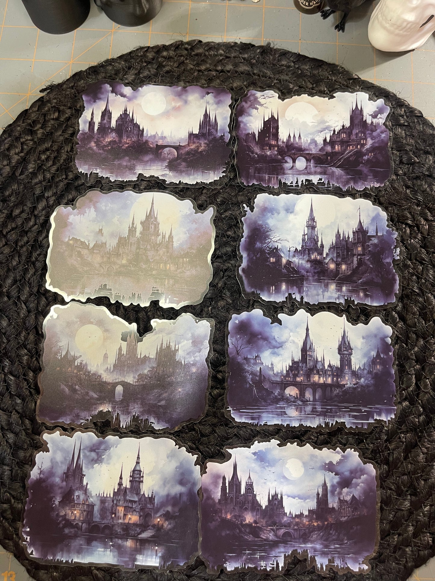 Gothic cityscape PET stickers