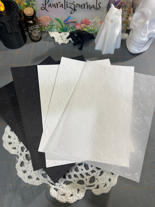 Star embossed card stock and Vellum