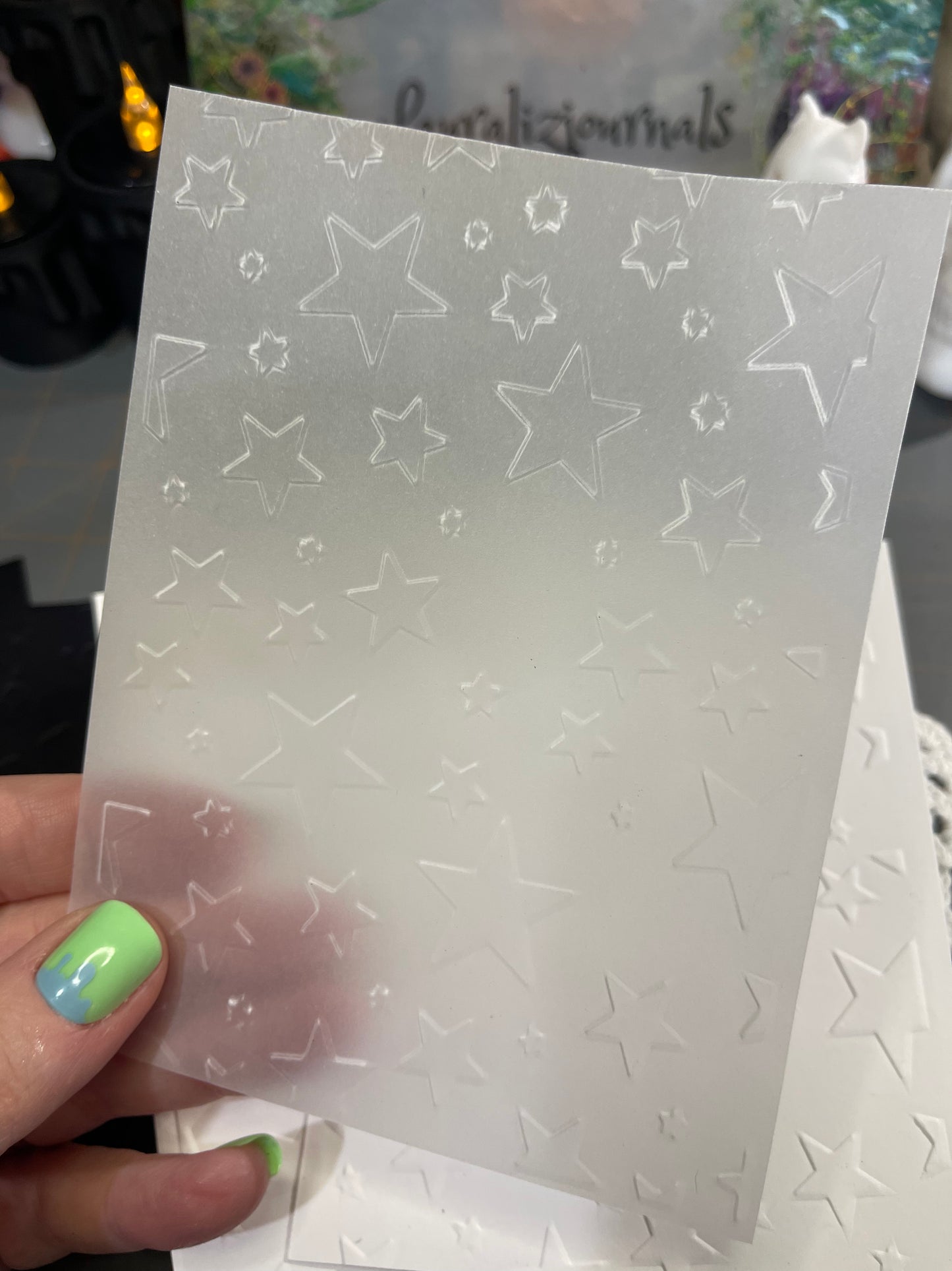 Star embossed card stock and Vellum