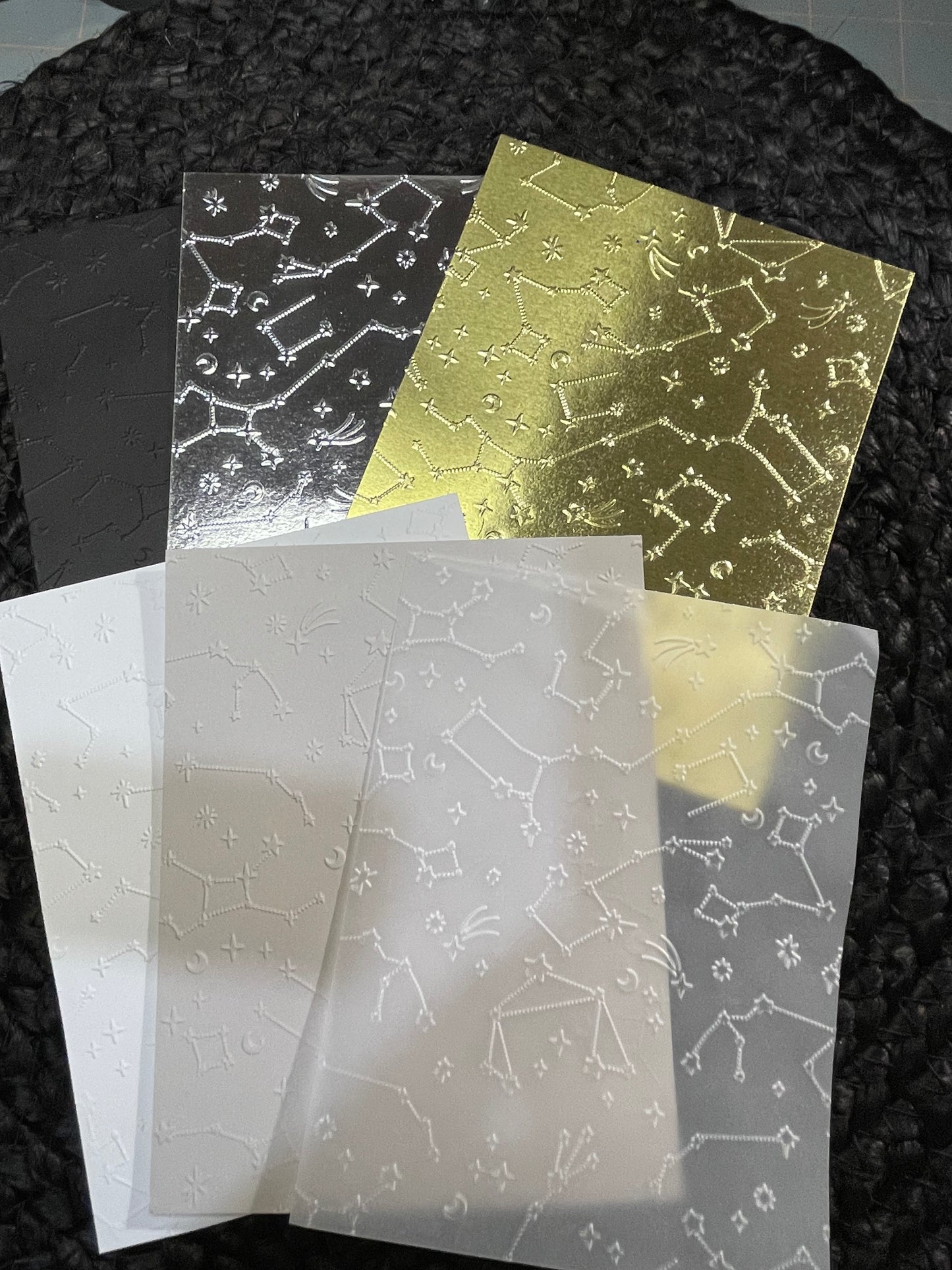 Embossed constellation card stock