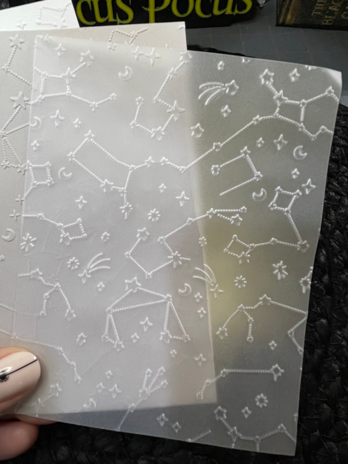 Embossed constellation card stock