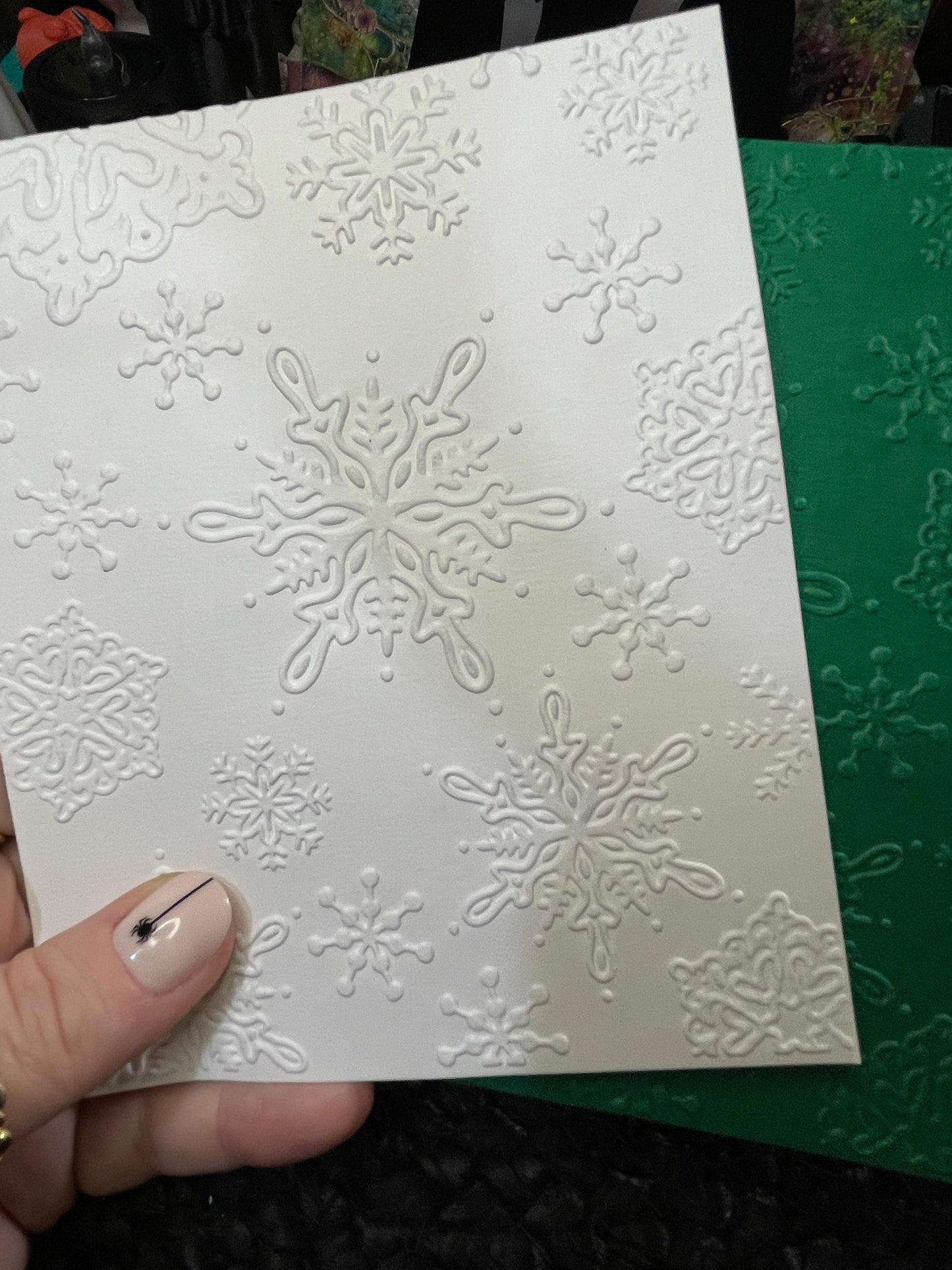 Snowflake embossed cardstock