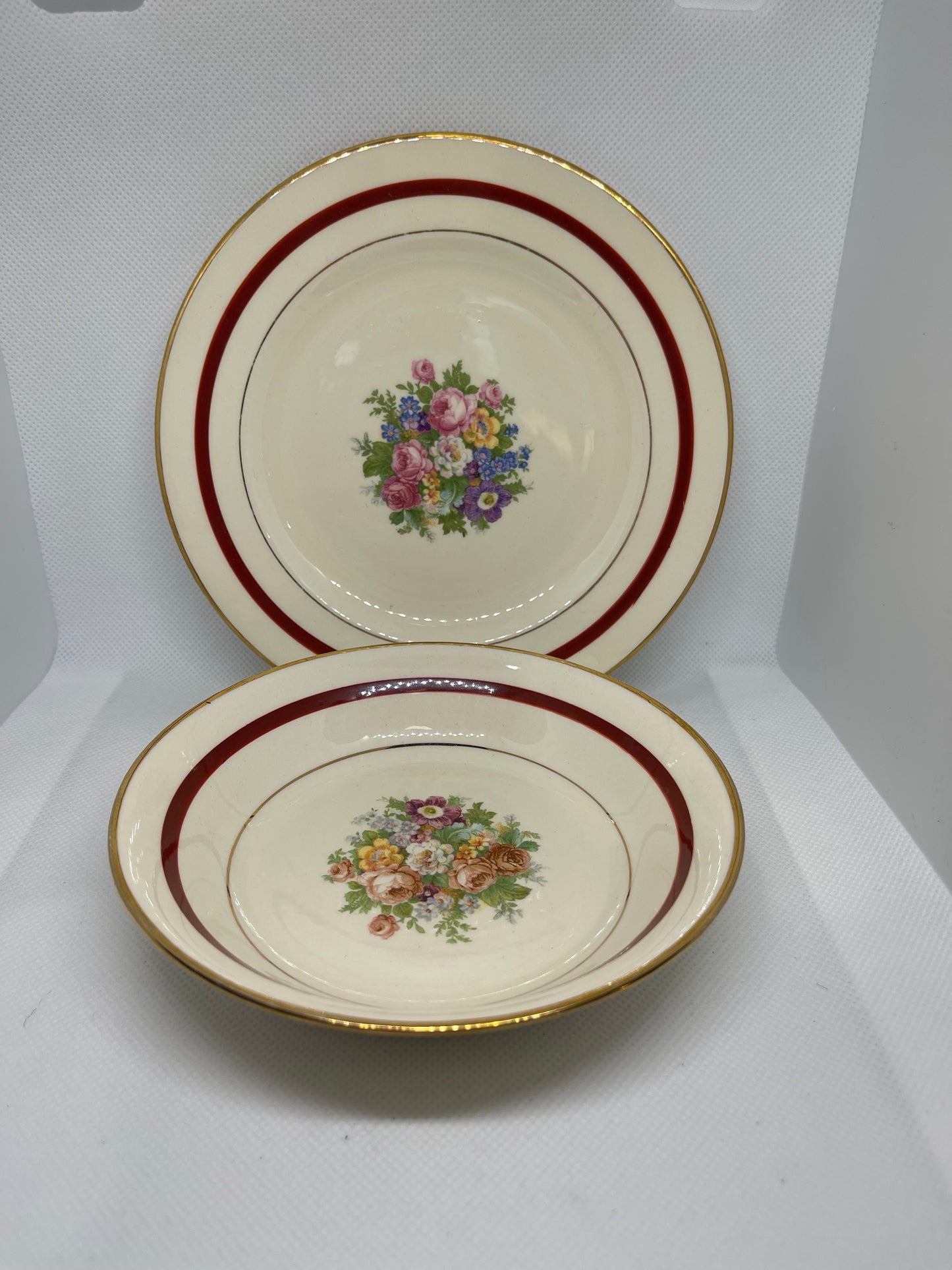 Antique set of dessert bowls and plates