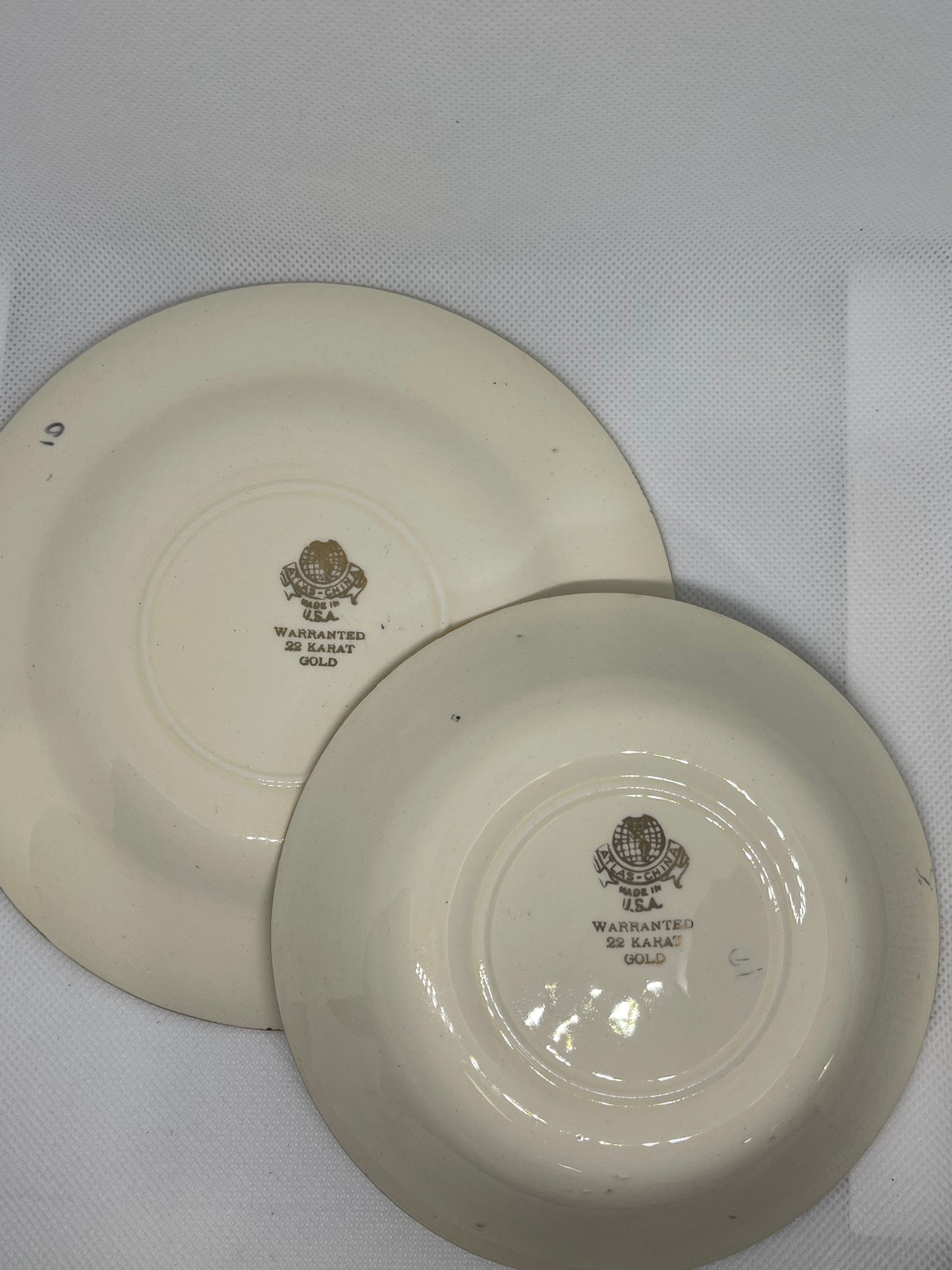 Antique set of dessert bowls and plates