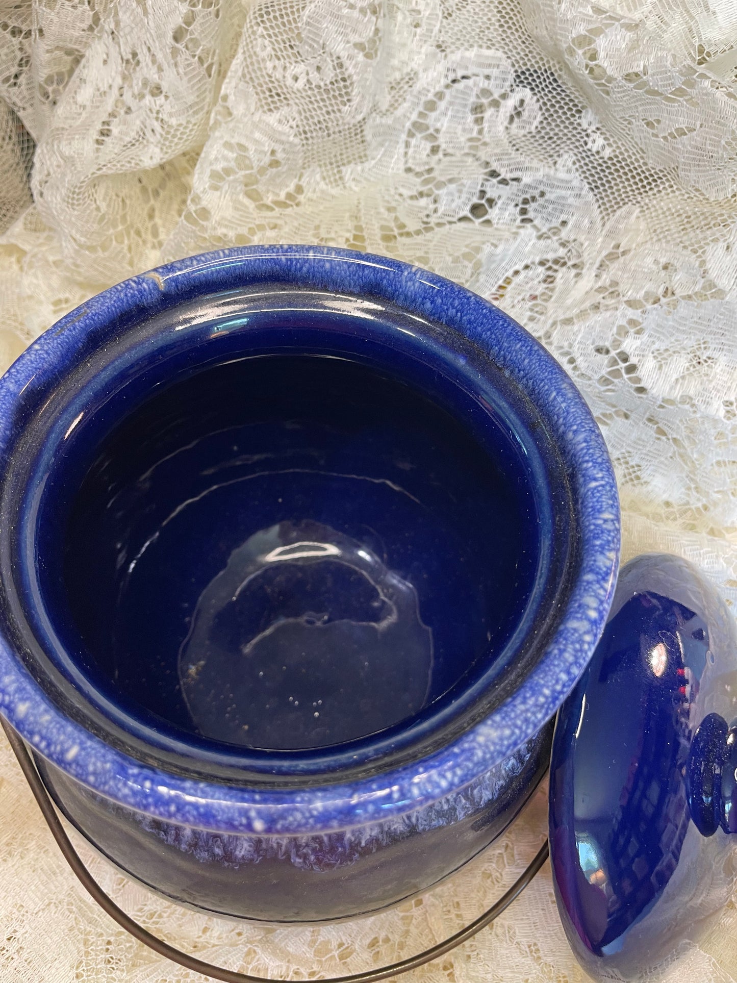 Vintage Cobalt Blue Bean Crock