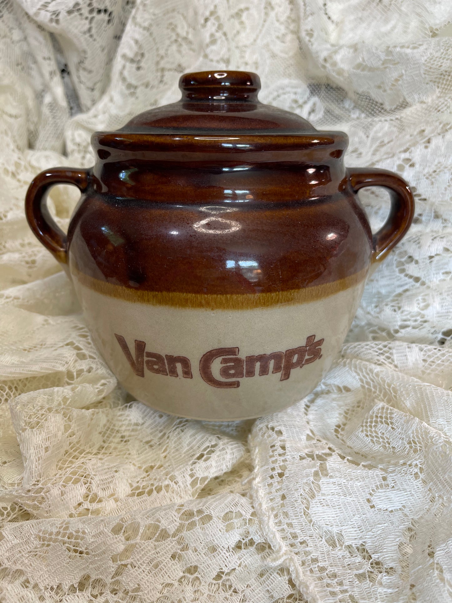 Vintage Monmouth VanCamp’s Bean Crock with Lid