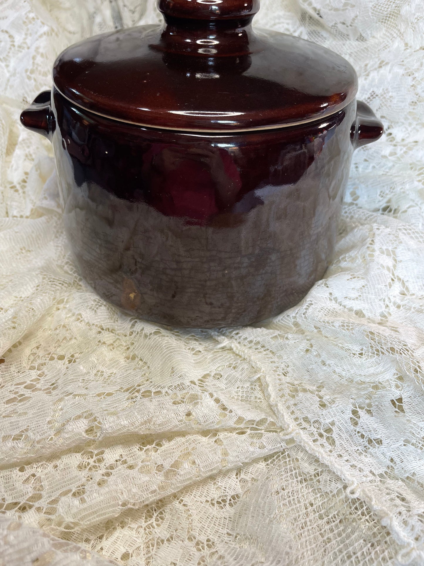 Vintage West Bend Brown Glaze Crock with Lid