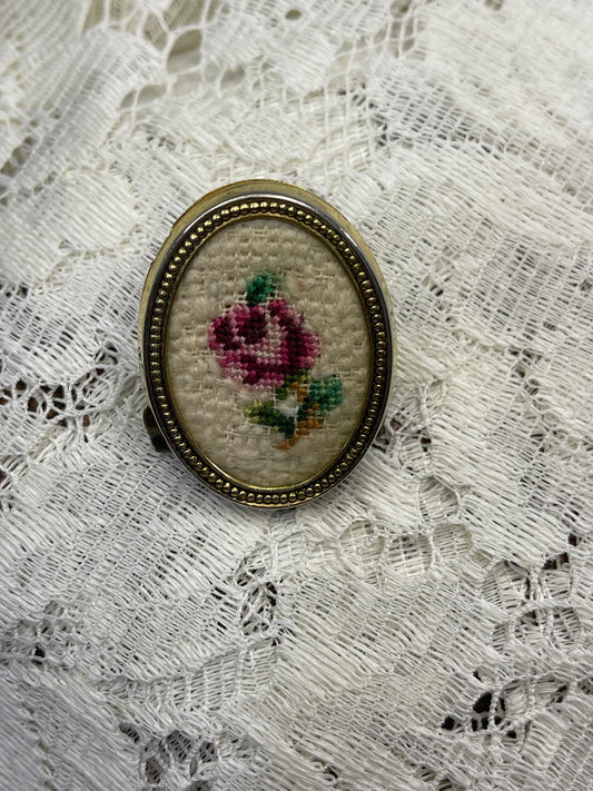 Vintage needlepoint journaling clip