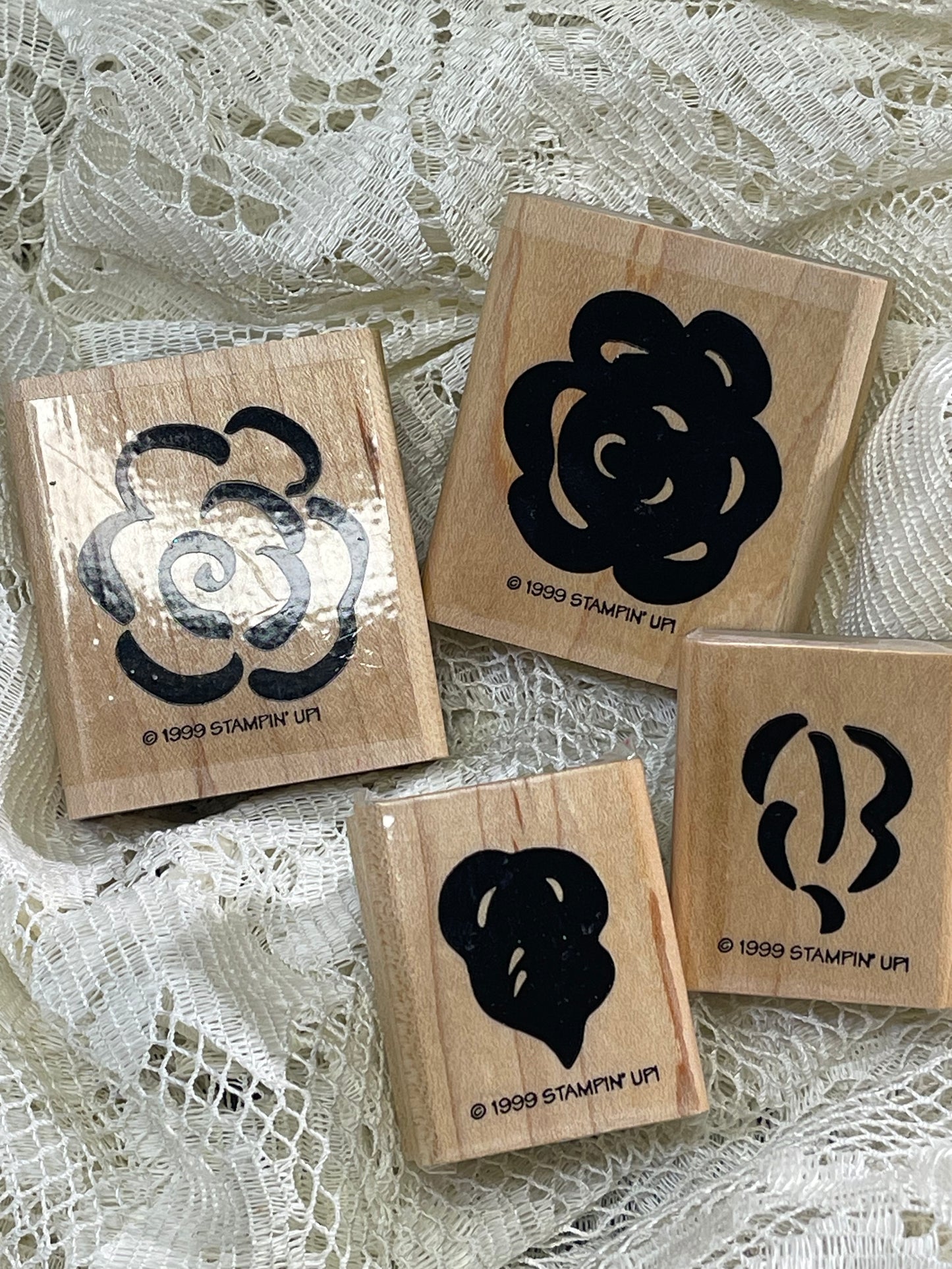 Set of Four Flower Stamps