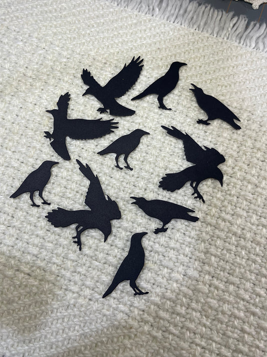 Set of die cut crows