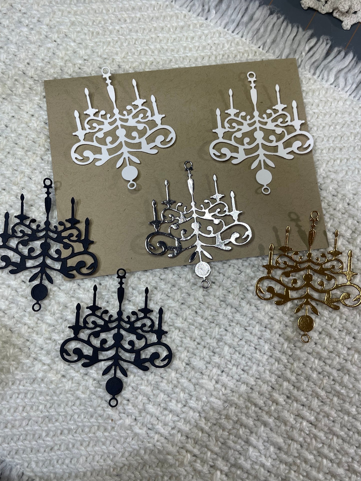 Set of die cut chandeliers